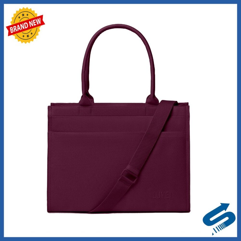 Large Canvas Tote Bag with Zipper Laptop Compartment Travel Work Purse